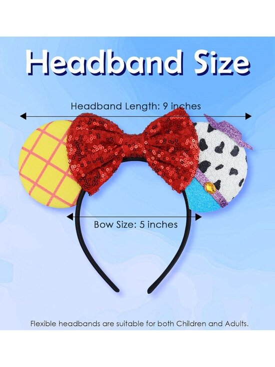 Women\'s Woody Polyester Sequin Bow Mickey Mouse Headband Hair Accessory